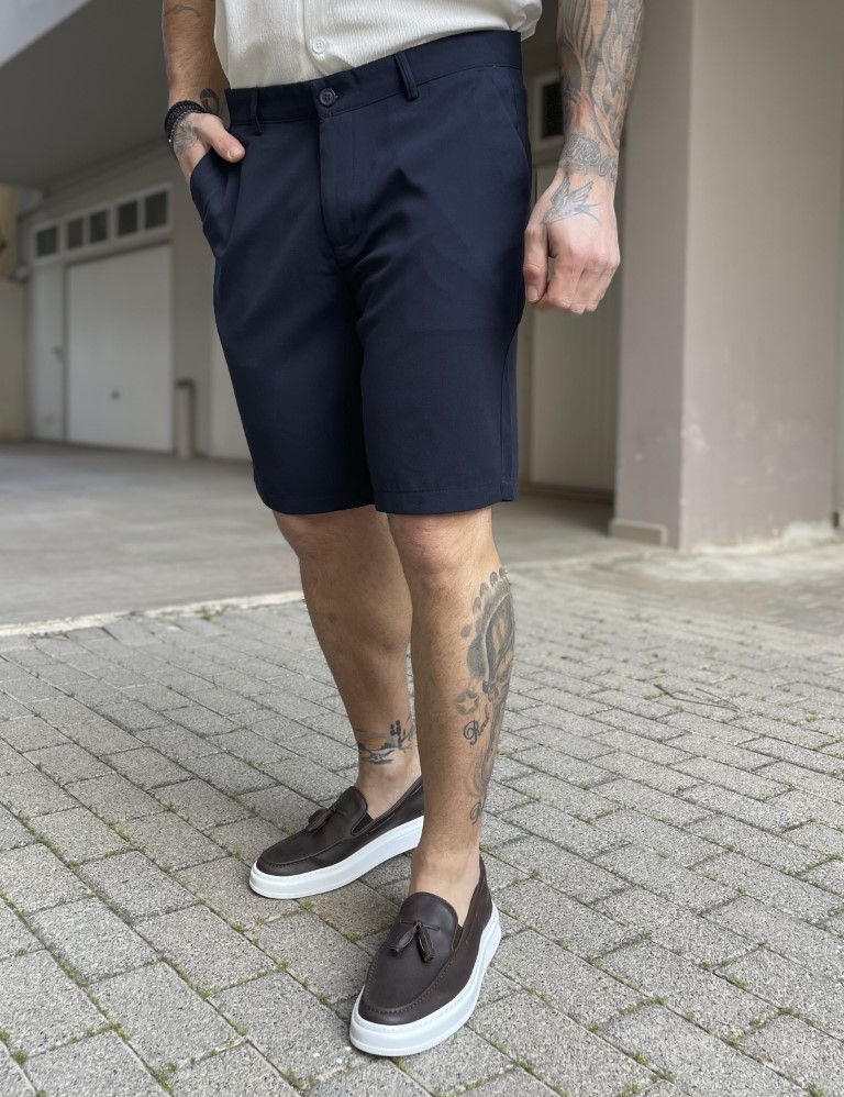 Ανδρική μπλε υφασμάτινη βερμούδα 2390B φωτογραφία